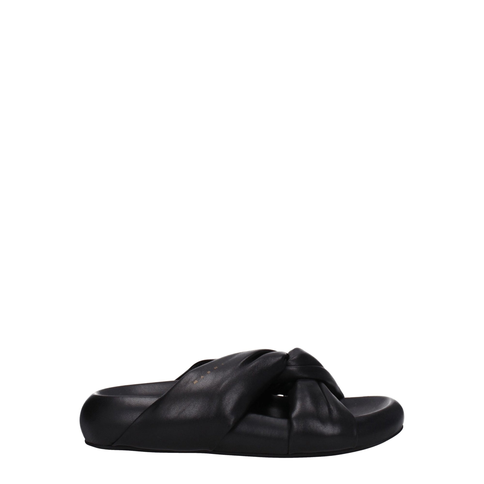 Marni Black Leather Slippers Sandals