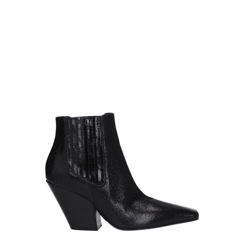 Casadei Black Leather Ankle Boots