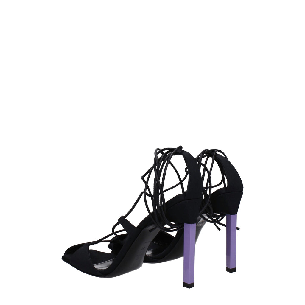 The Attico Black Fabric Stiletto Heels Sandals