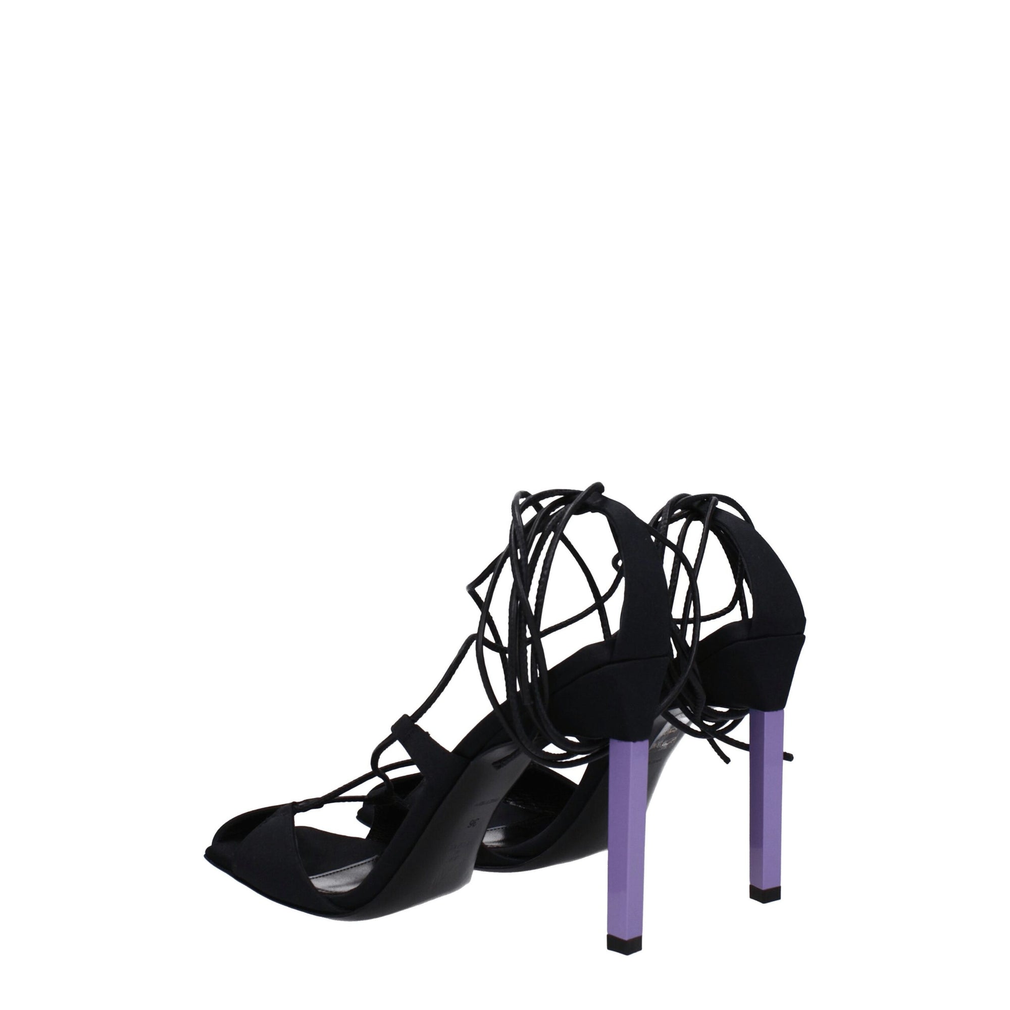 The Attico Black Fabric Stiletto Heels Sandals