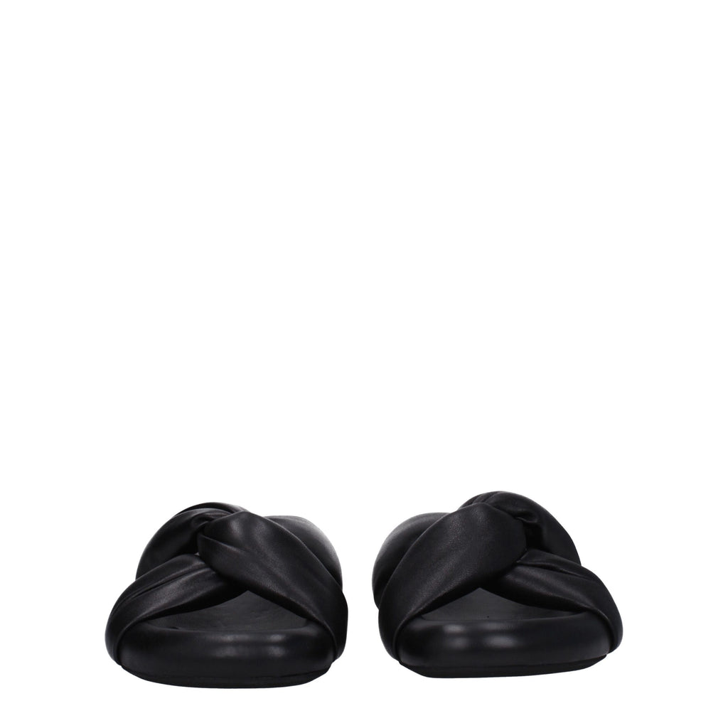 Marni Black Leather Slippers Sandals