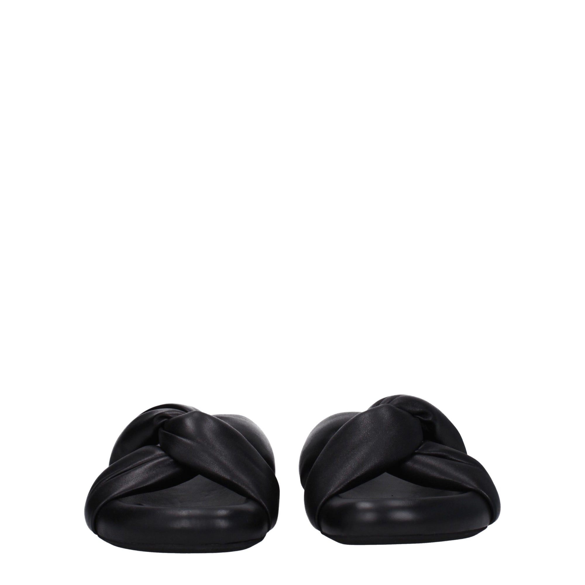 Marni Black Leather Slippers Sandals