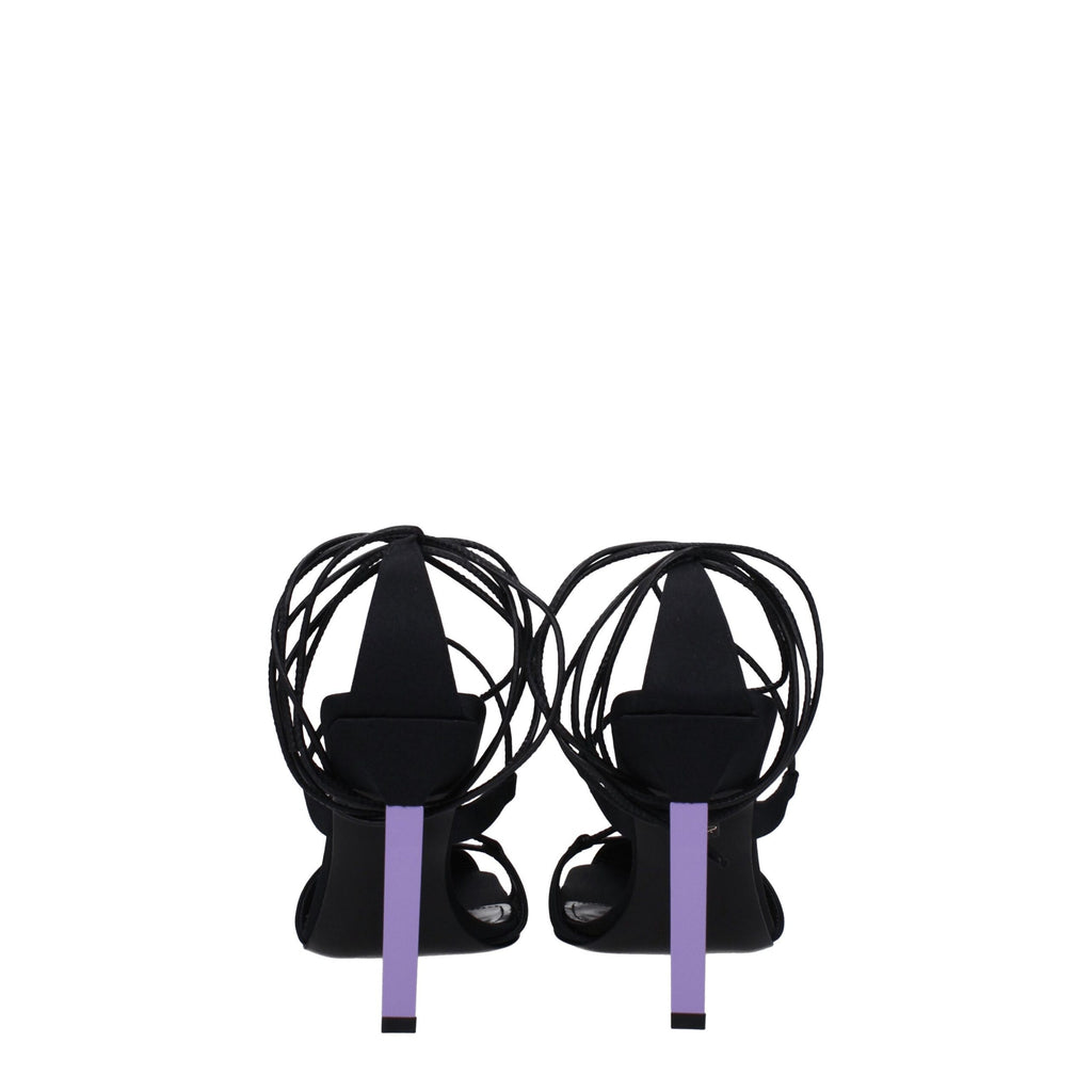 The Attico Black Fabric Stiletto Heels Sandals