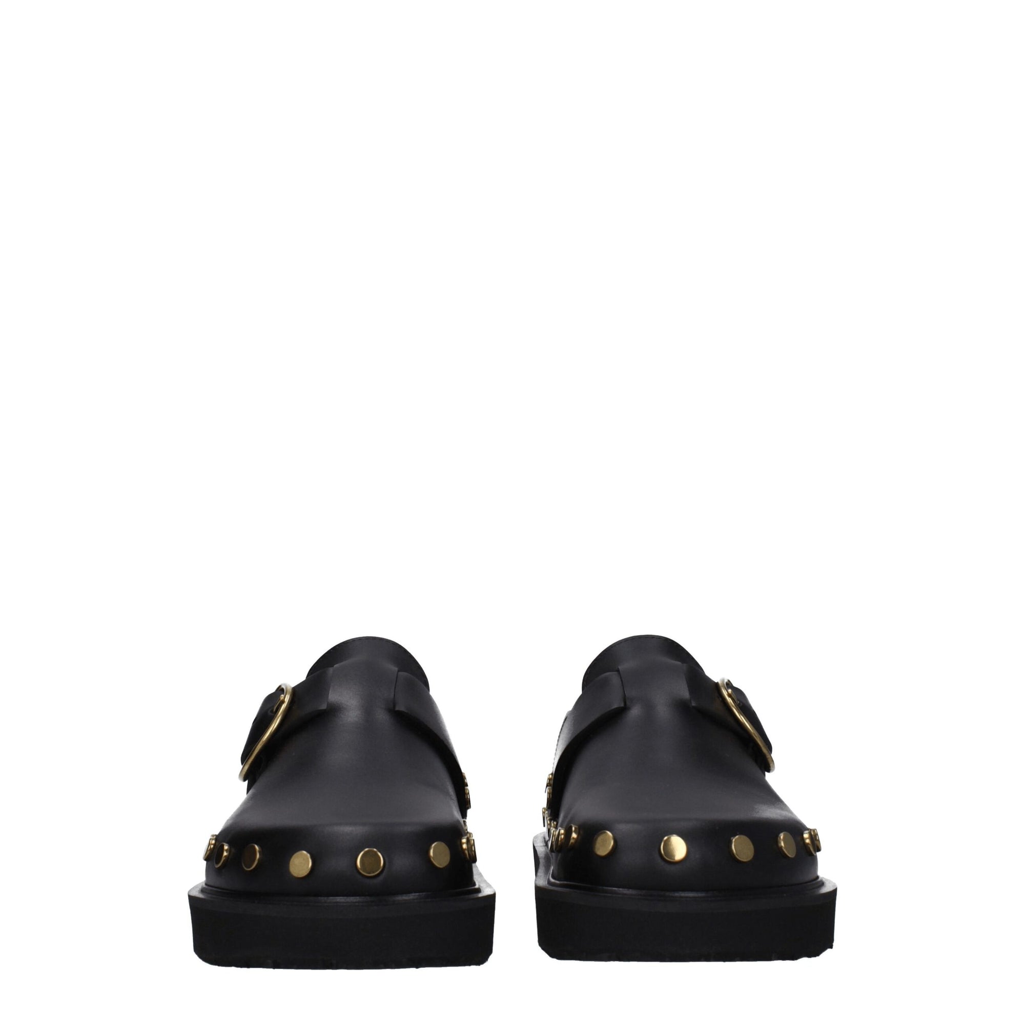 Isabel Marant Black Leather Slippers Sandals