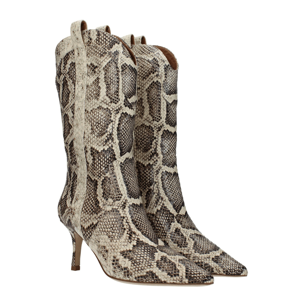 Paris Texas Beige Leather Ankle Boots