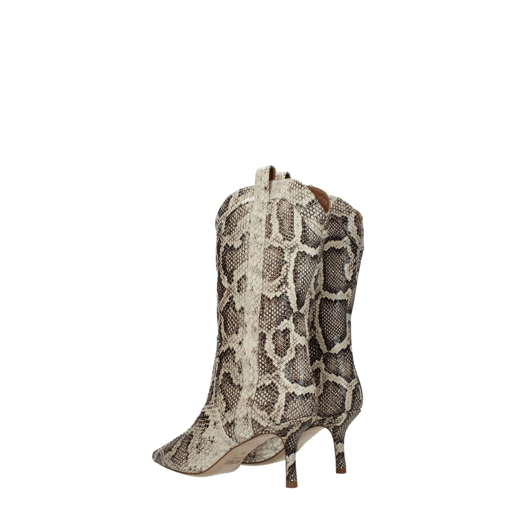 Paris Texas Beige Leather Ankle Boots
