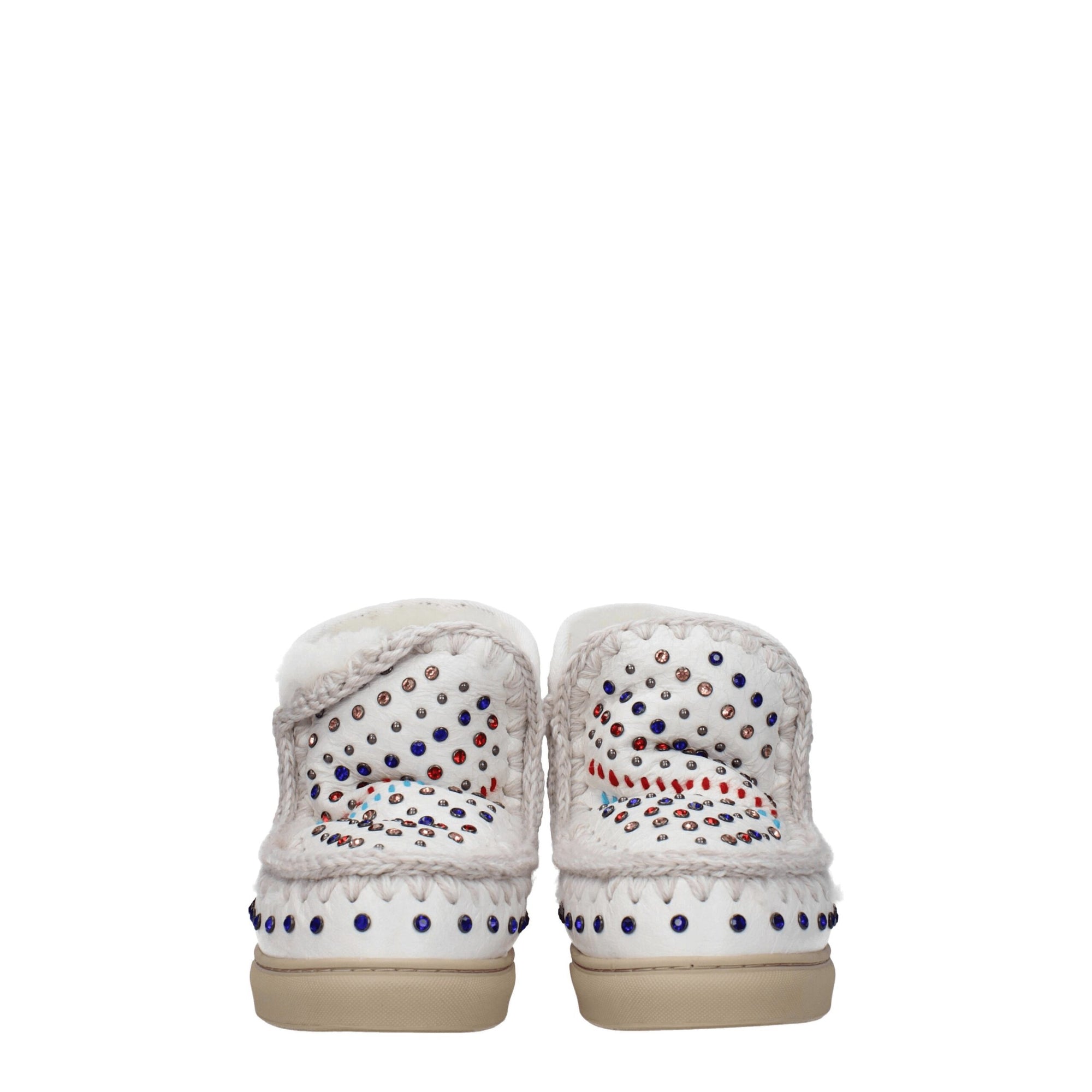 Mou White Leather Ankle Boots