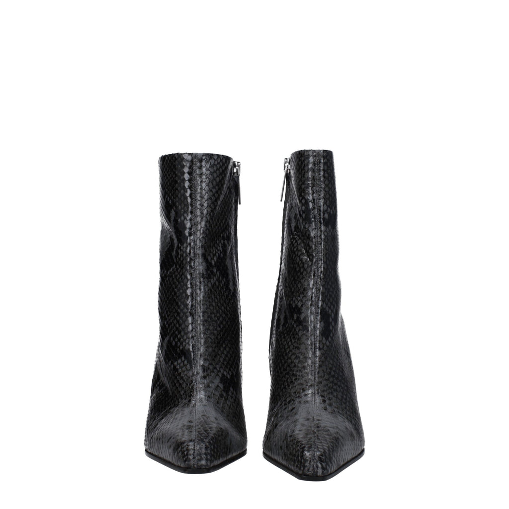 Paris Texas Gray Leather Ankle Boots