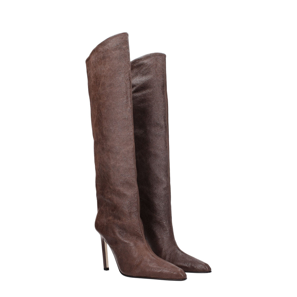 Paris Texas Brown Leather High Heel Boots