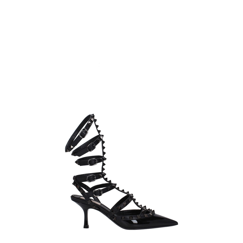 Valentino Garavani Black Leather Stiletto Heels Sandals