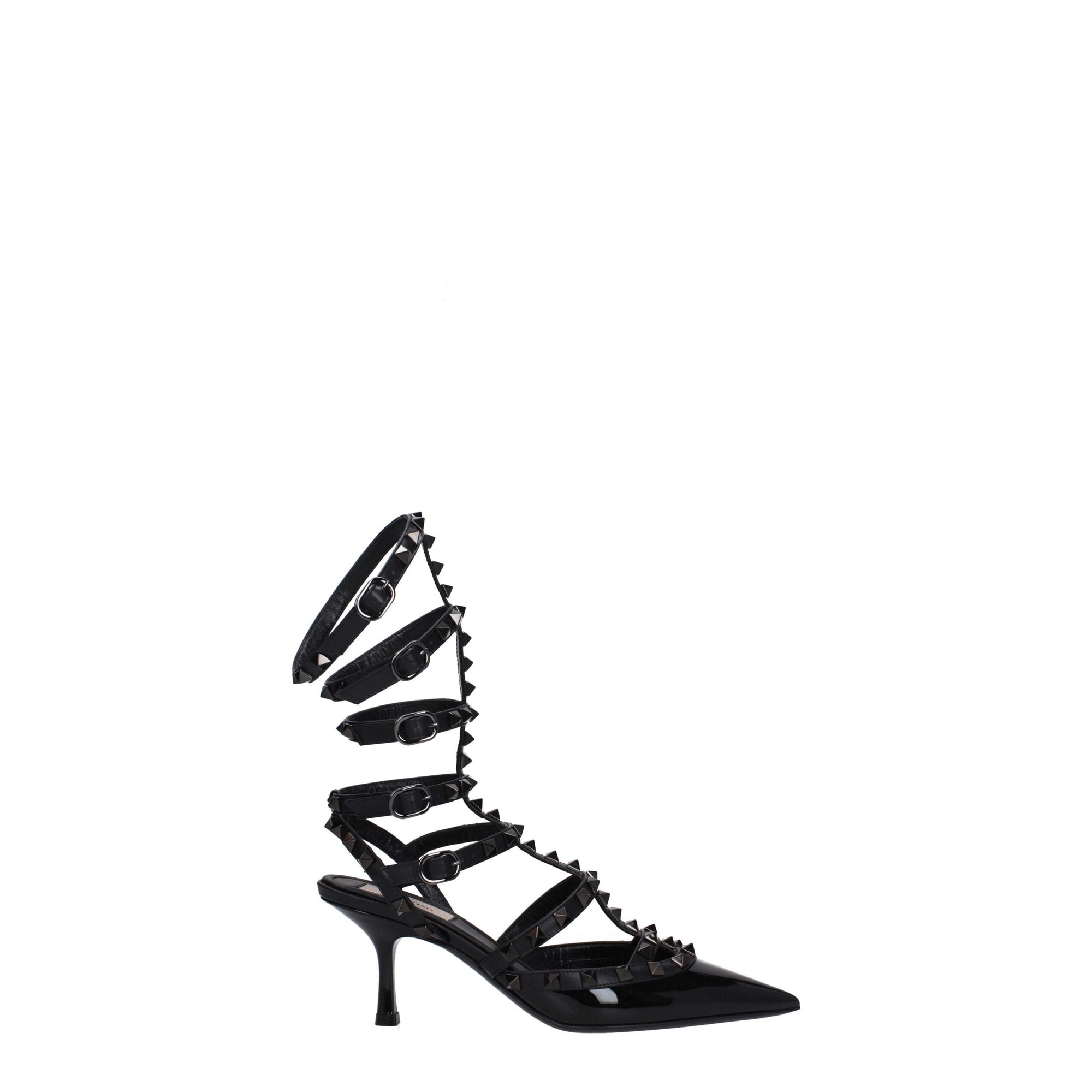 Valentino Garavani Black Leather Stiletto Heels Sandals
