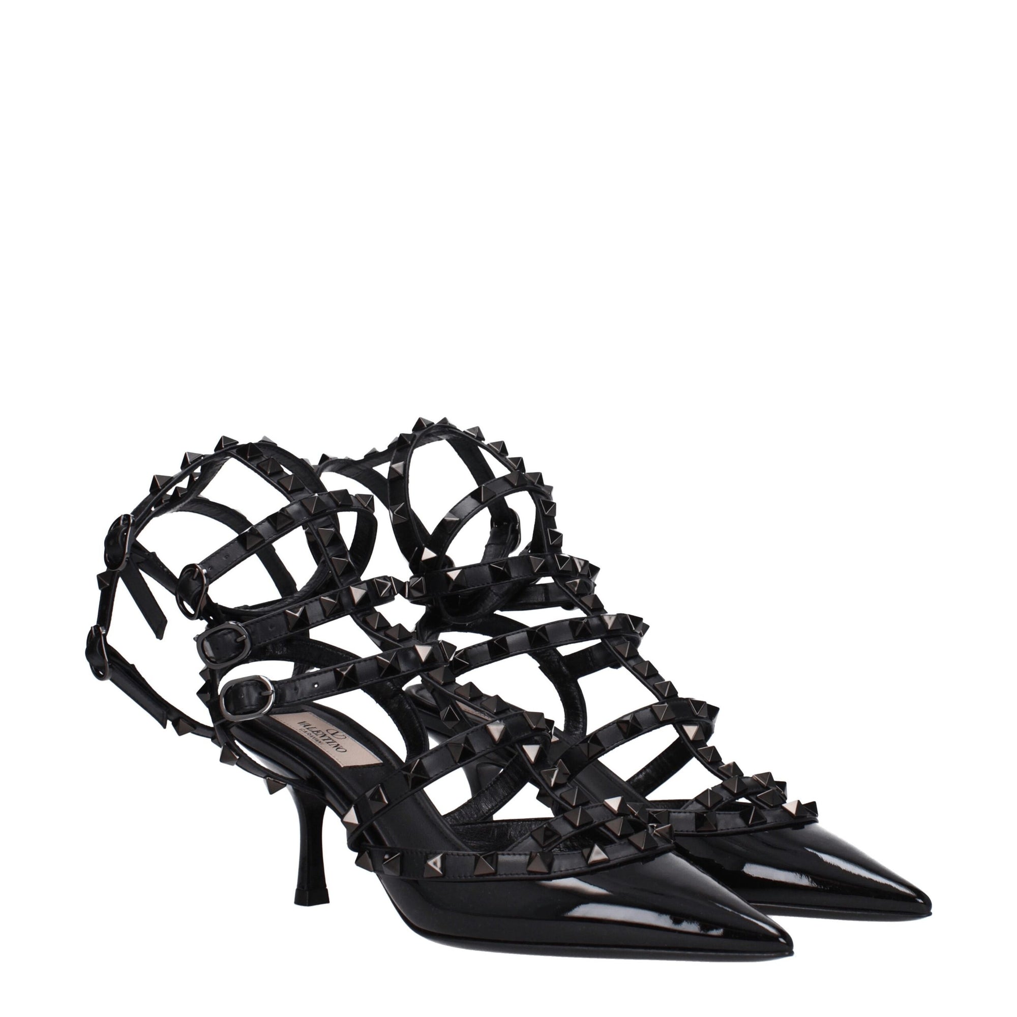 Valentino Garavani Black Leather Stiletto Heels Sandals
