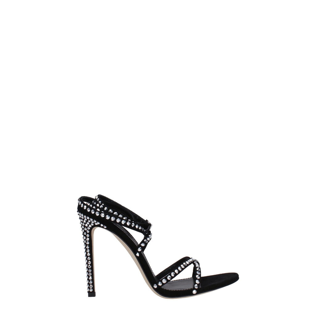 Paris Texas Black Leather Stiletto Heels Sandals