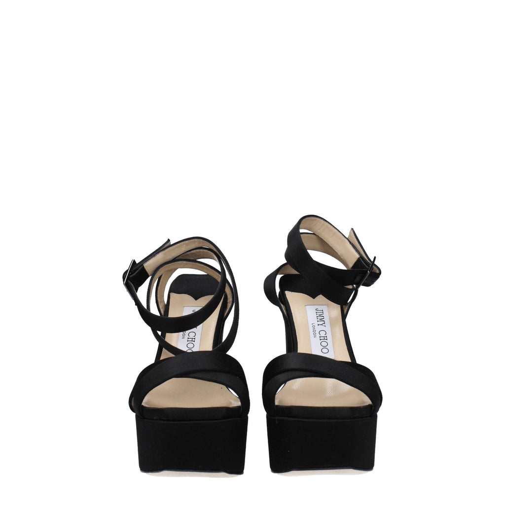 Jimmy Choo Black Satin Platforms
