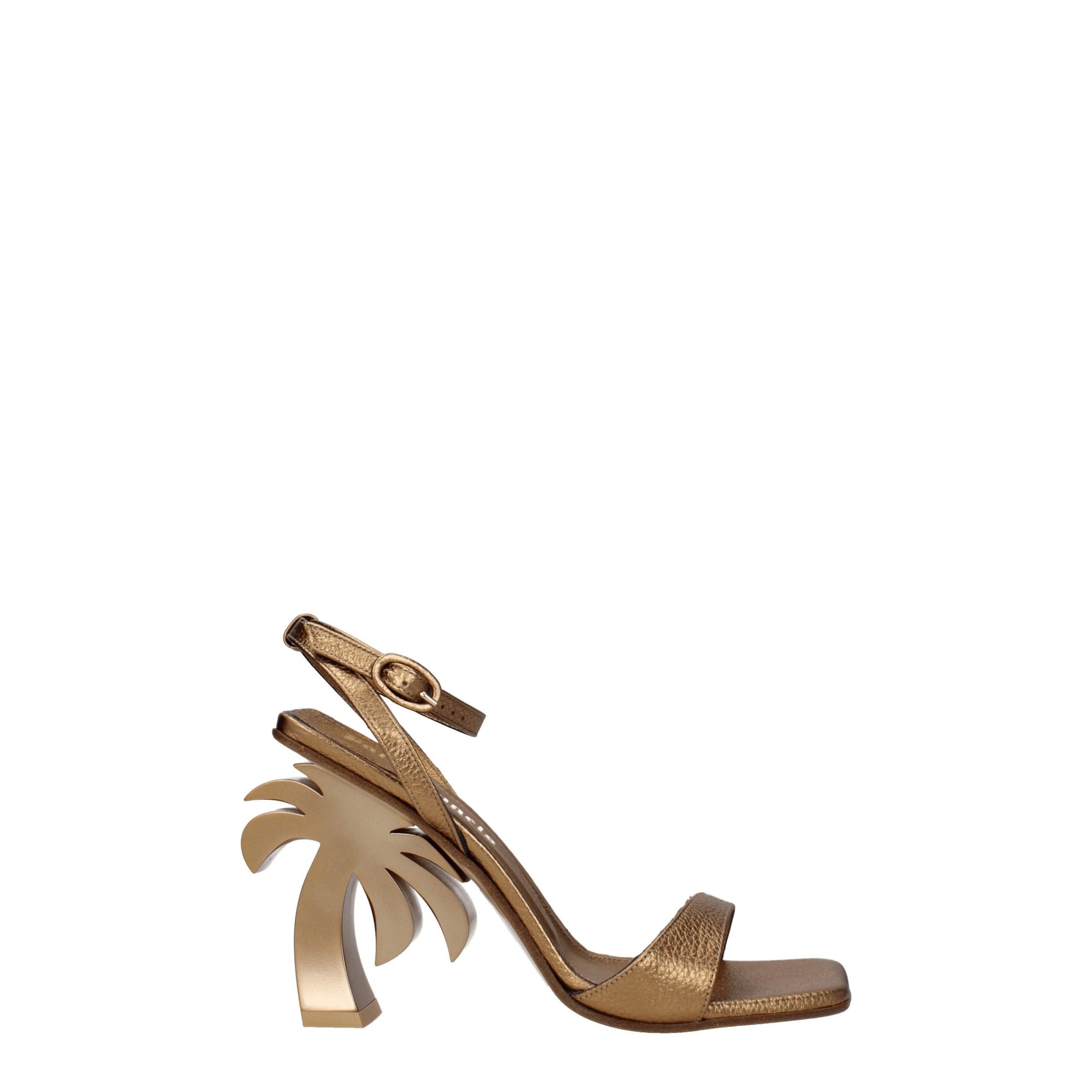 Palm Angels Gold Leather Platforms