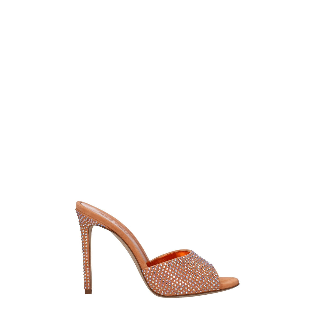 Paris Texas Orange Leather Stiletto Heels Sandals