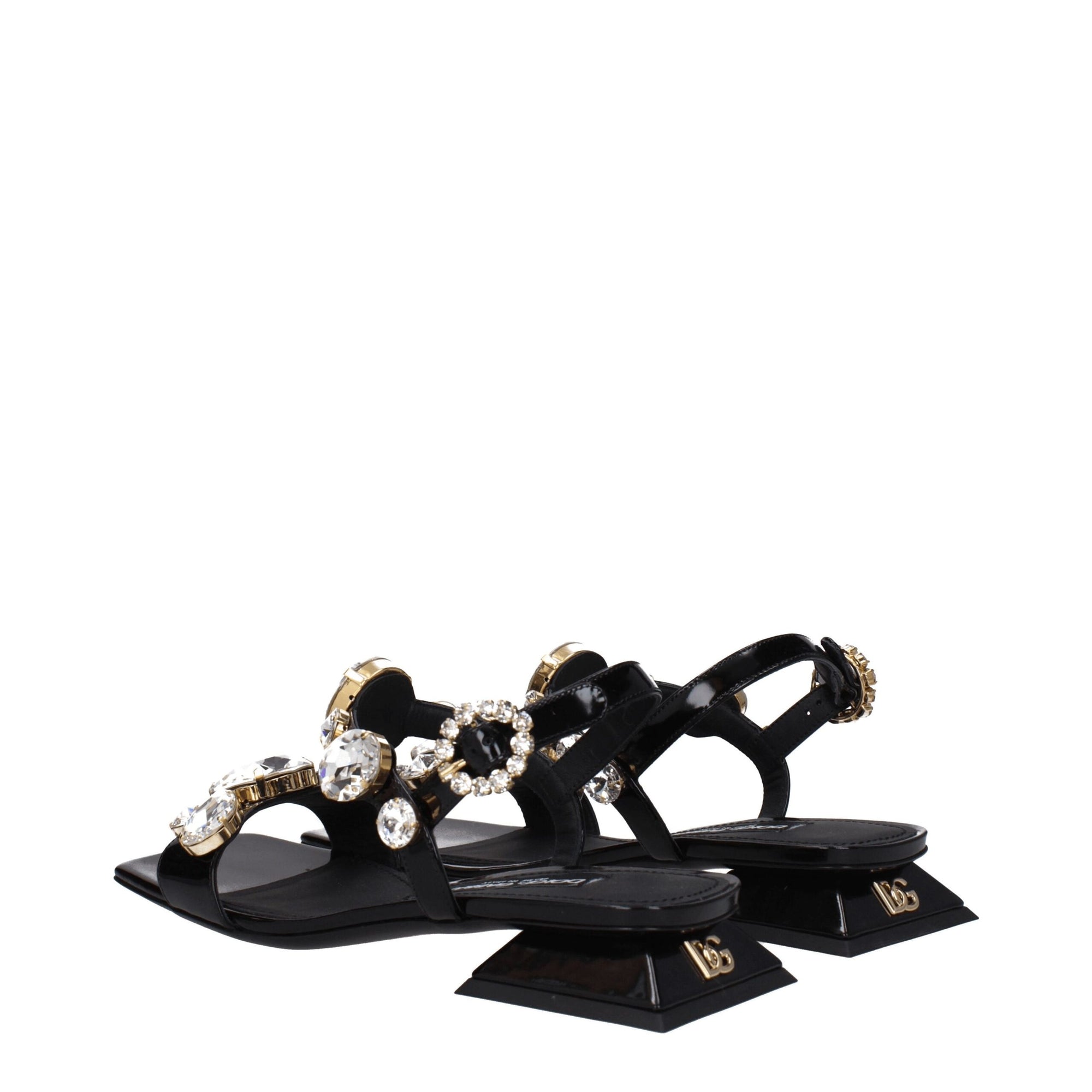 Dolce & Gabbana Black Leather Flat Sandals