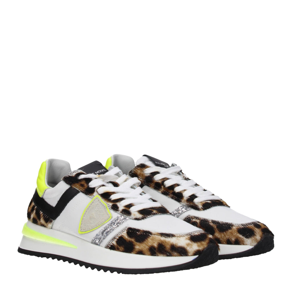 Philippe Model White Fabric Athletic Sneakers