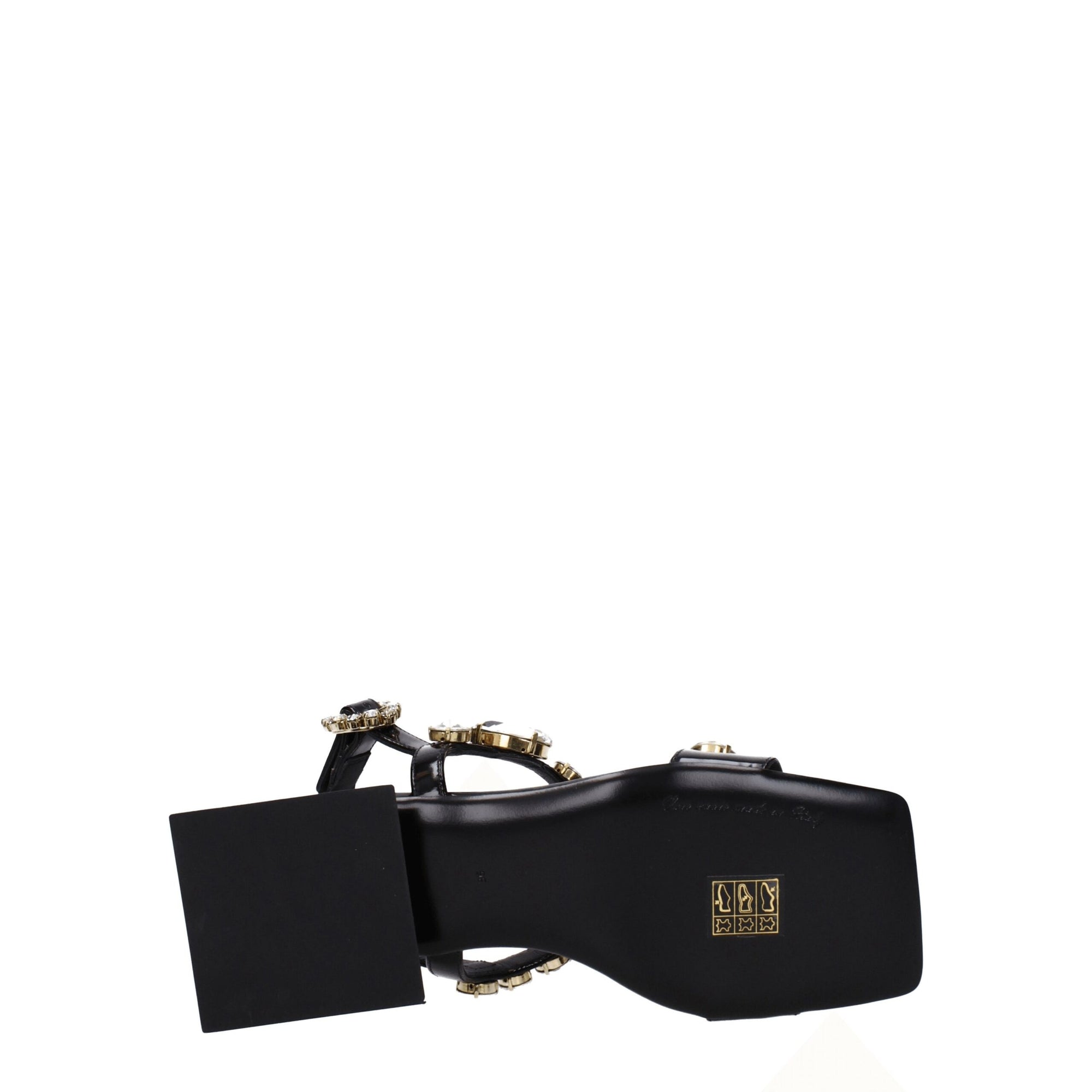 Dolce & Gabbana Black Leather Flat Sandals