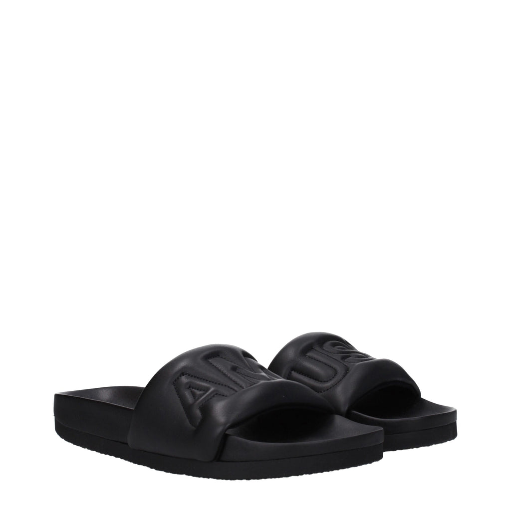 Ambush Black Leather Slippers Sandals