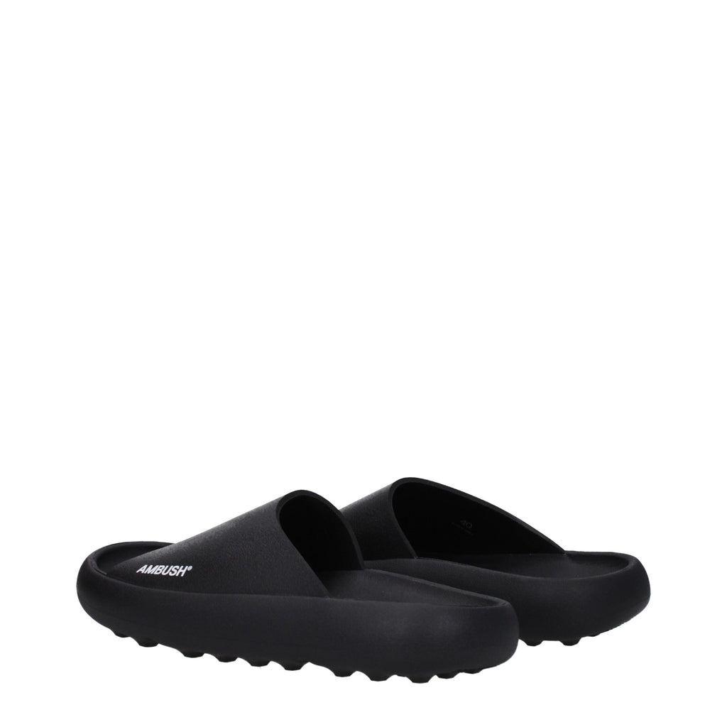 Ambush Black Cotton Slippers Sandals