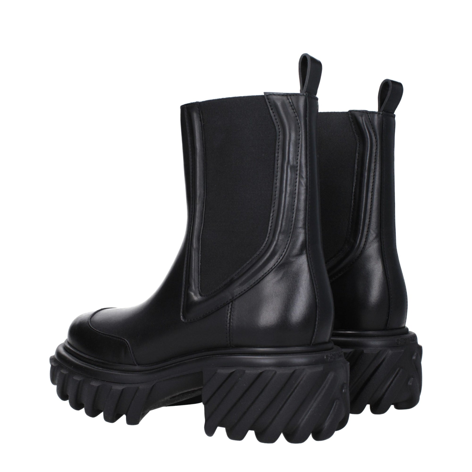 Off-White Black Leather Ankle Boots