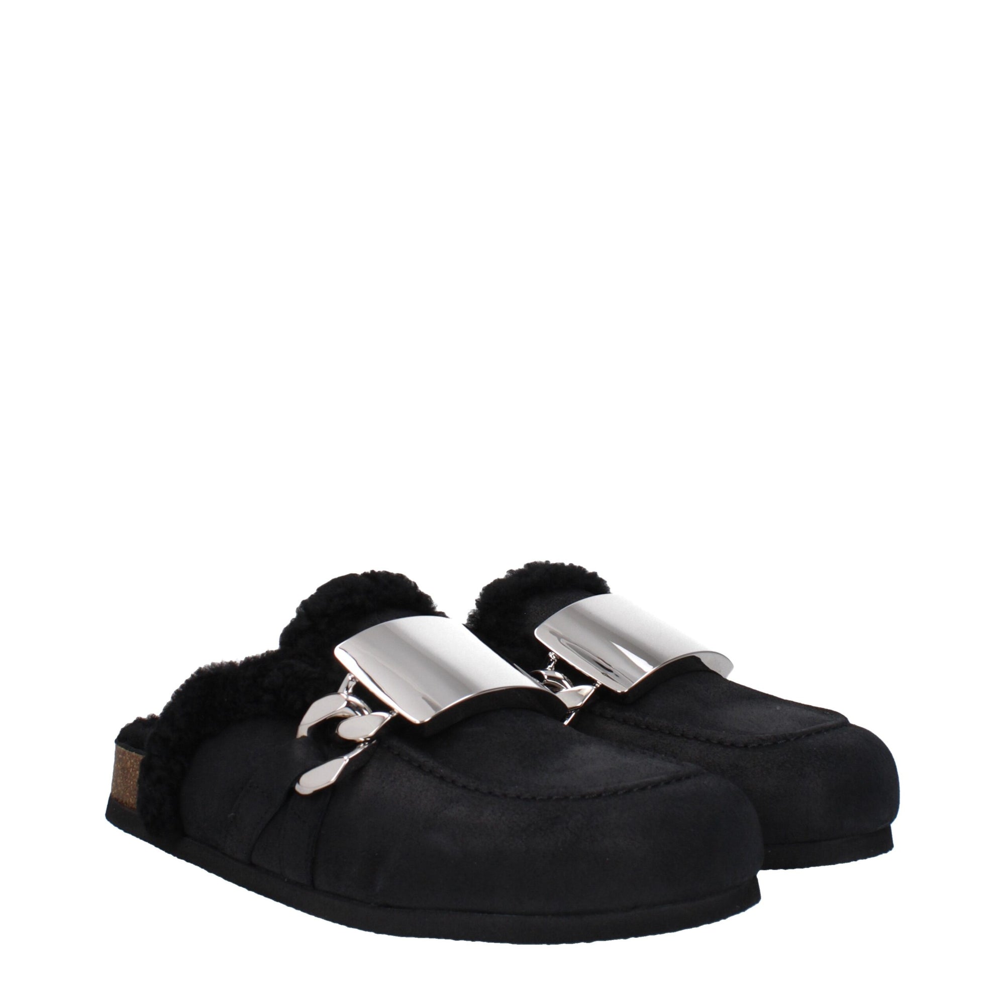 Jw Anderson Black Leather Slippers Sandals