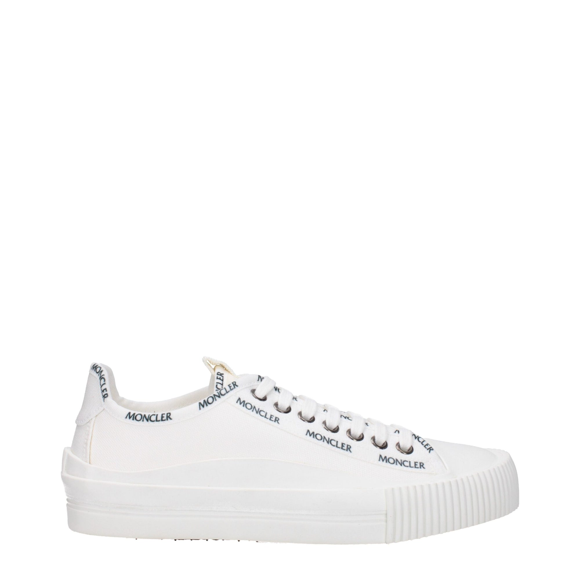 Moncler White Fabric Low Tops