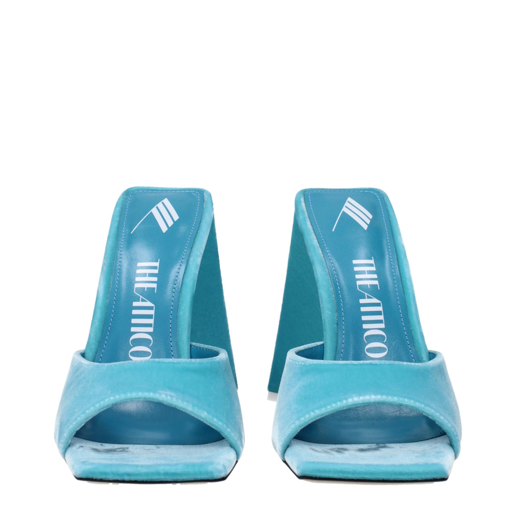 The Attico Light Blue Velvet Platforms