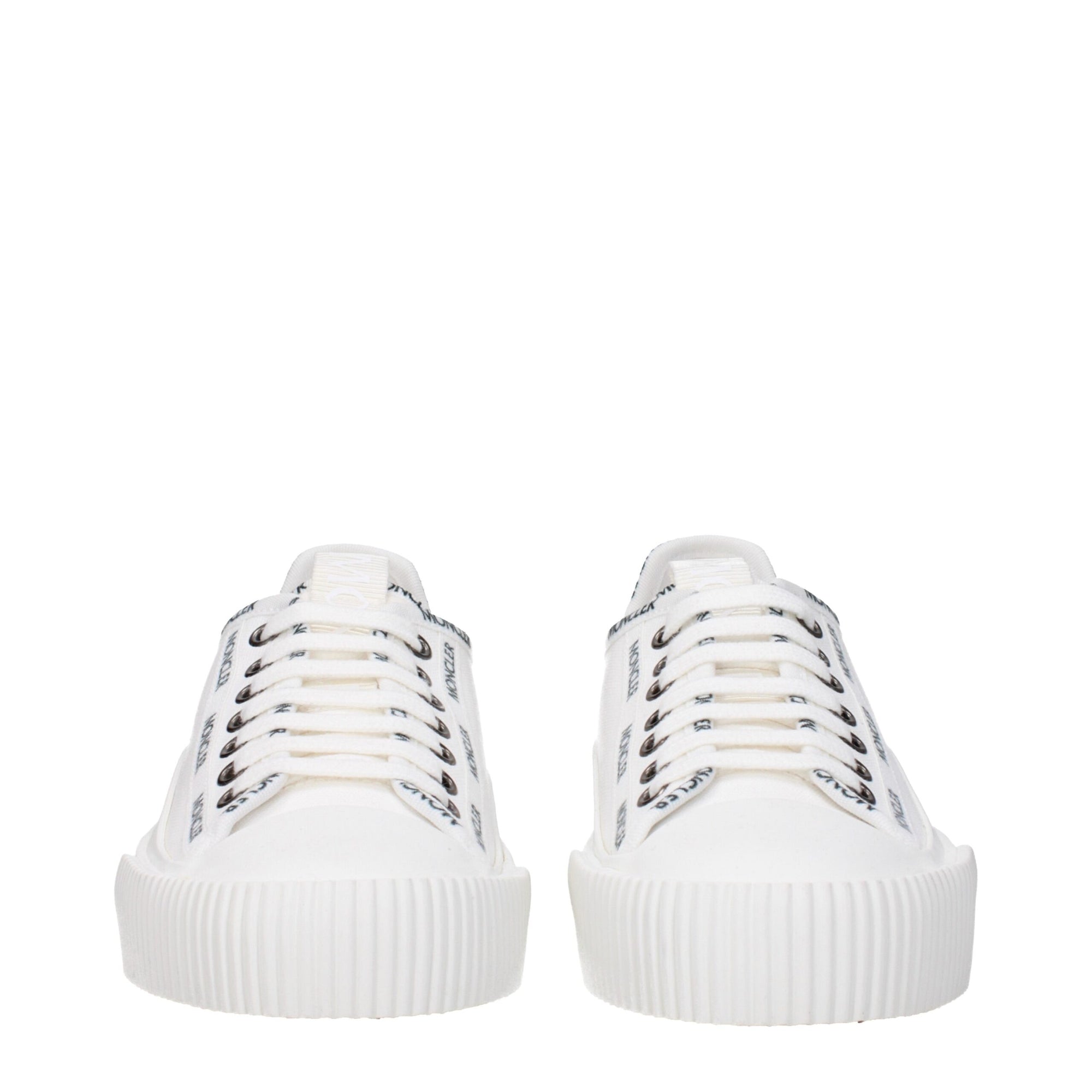 Moncler White Fabric Low Tops