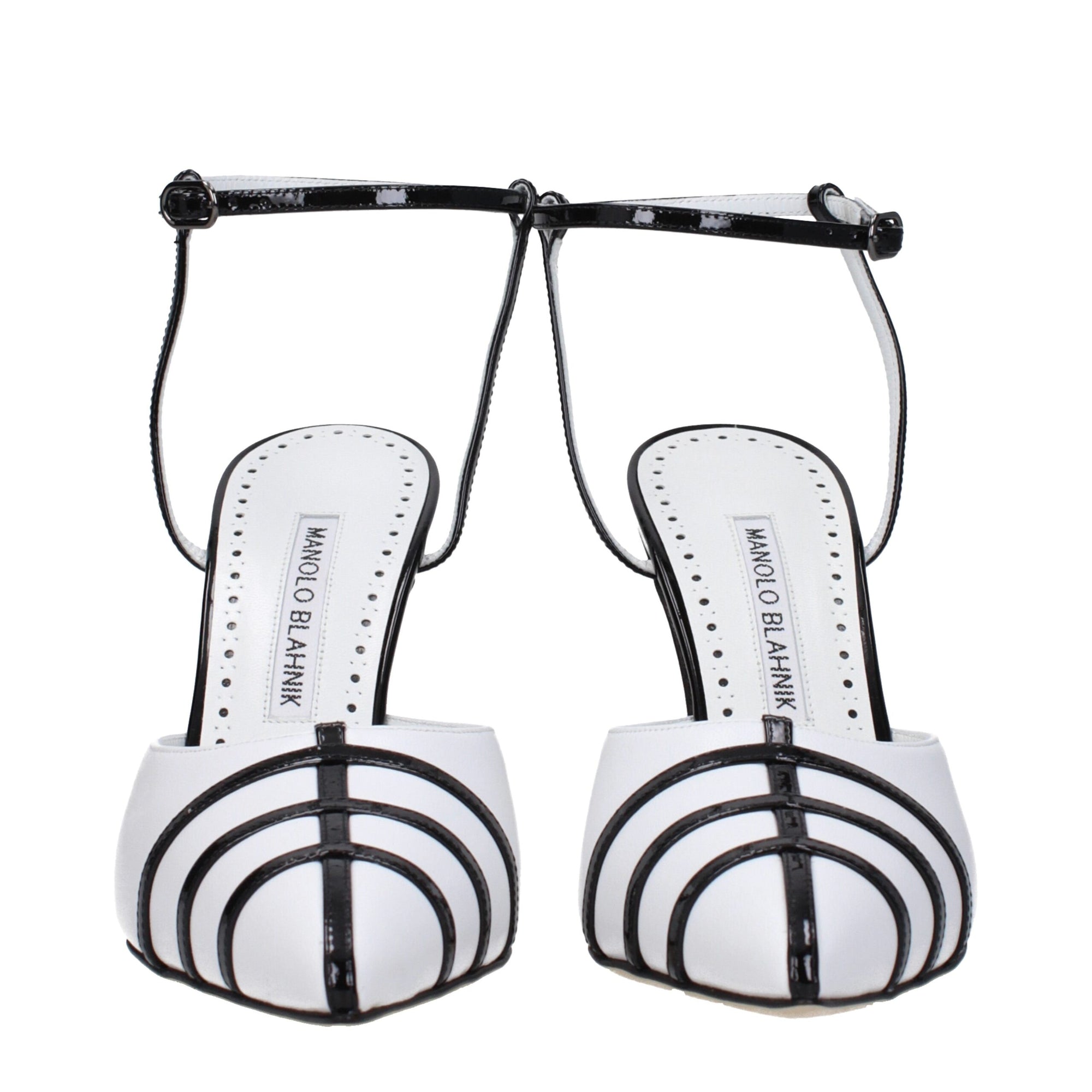 Manolo Blahnik White Leather Stiletto Heels Sandals