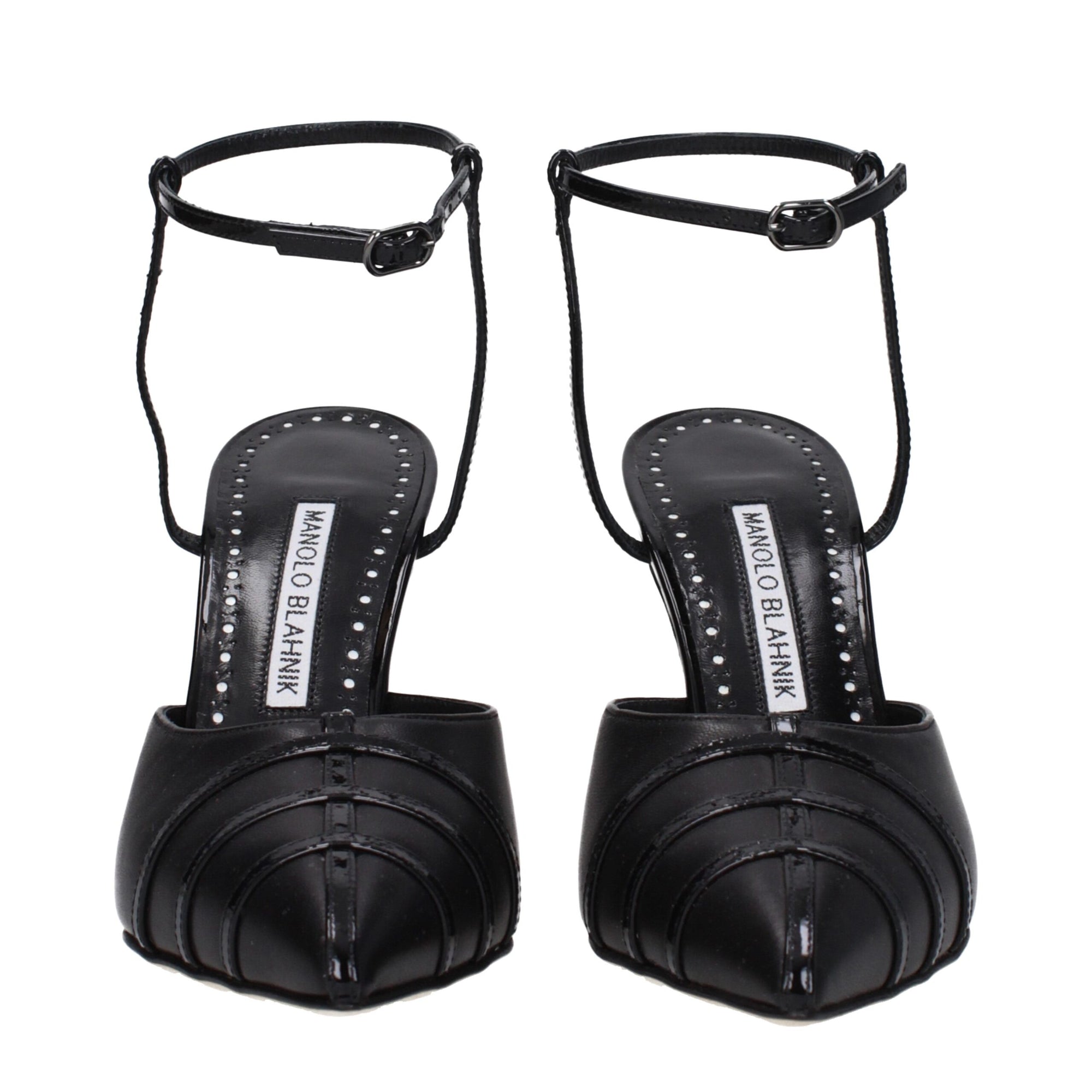 Manolo Blahnik Black Leather High Heel Pumps