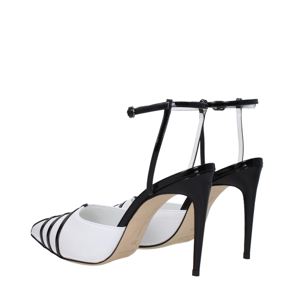 Manolo Blahnik White Leather Stiletto Heels Sandals