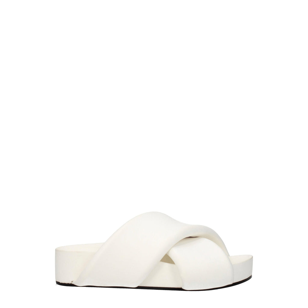 Jil Sander White Leather Slippers Sandals