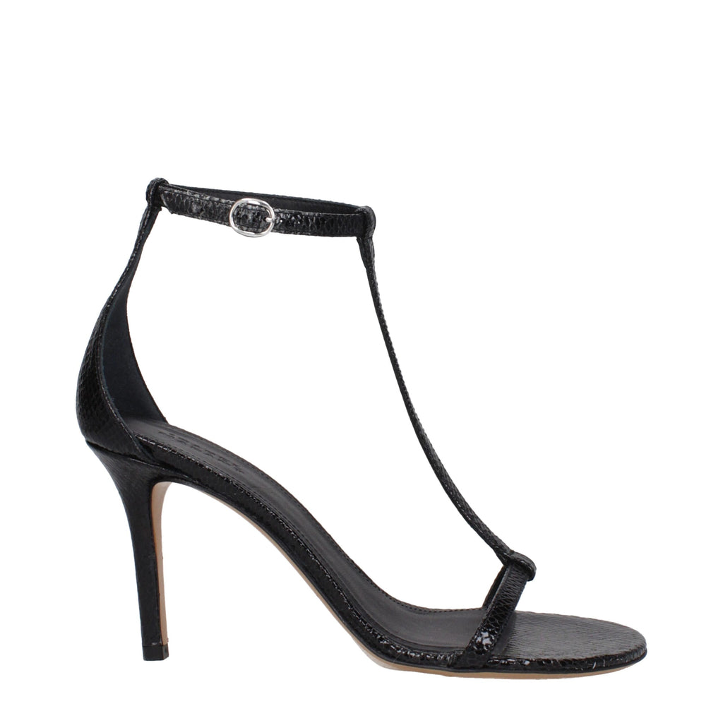 Isabel Marant Black Leather Stiletto Heels Sandals
