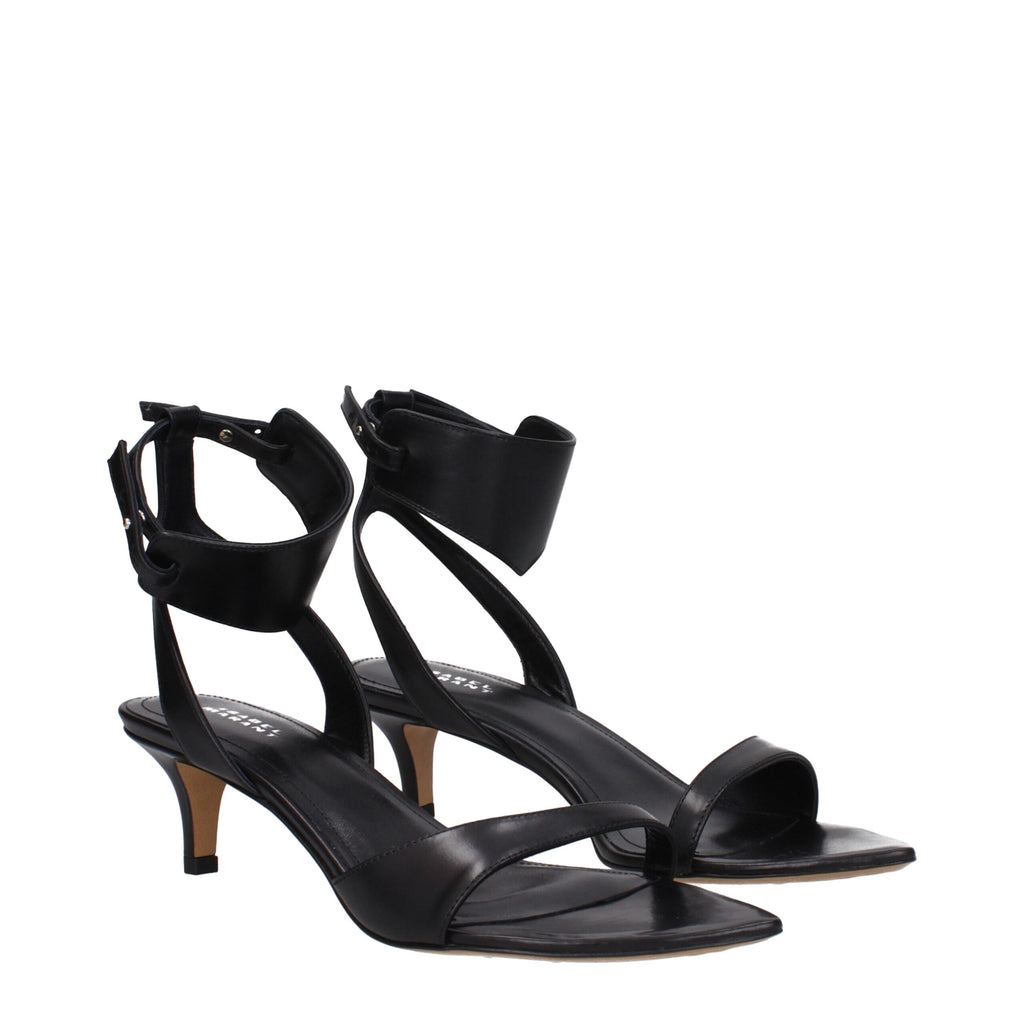 Isabel Marant Black Leather Flat Sandals