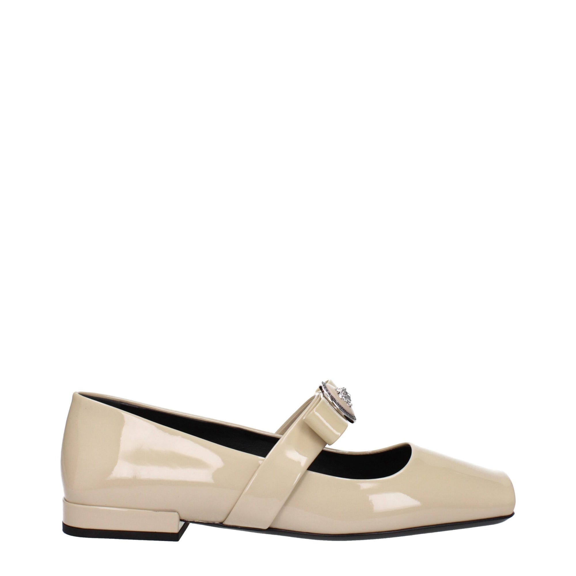 Versace Beige Leather Ballet Flats