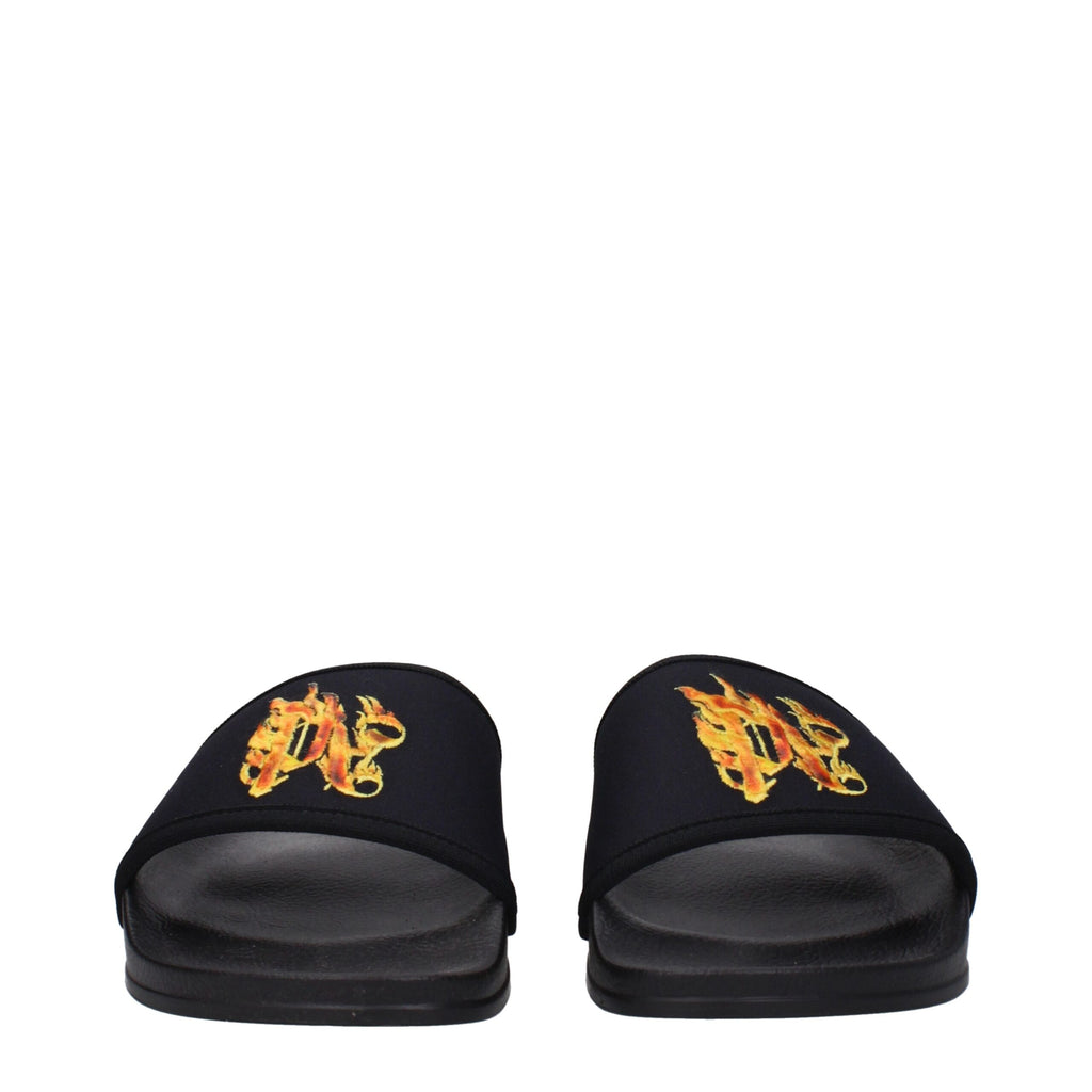 Palm Angels Black Fabric Slippers Sandals