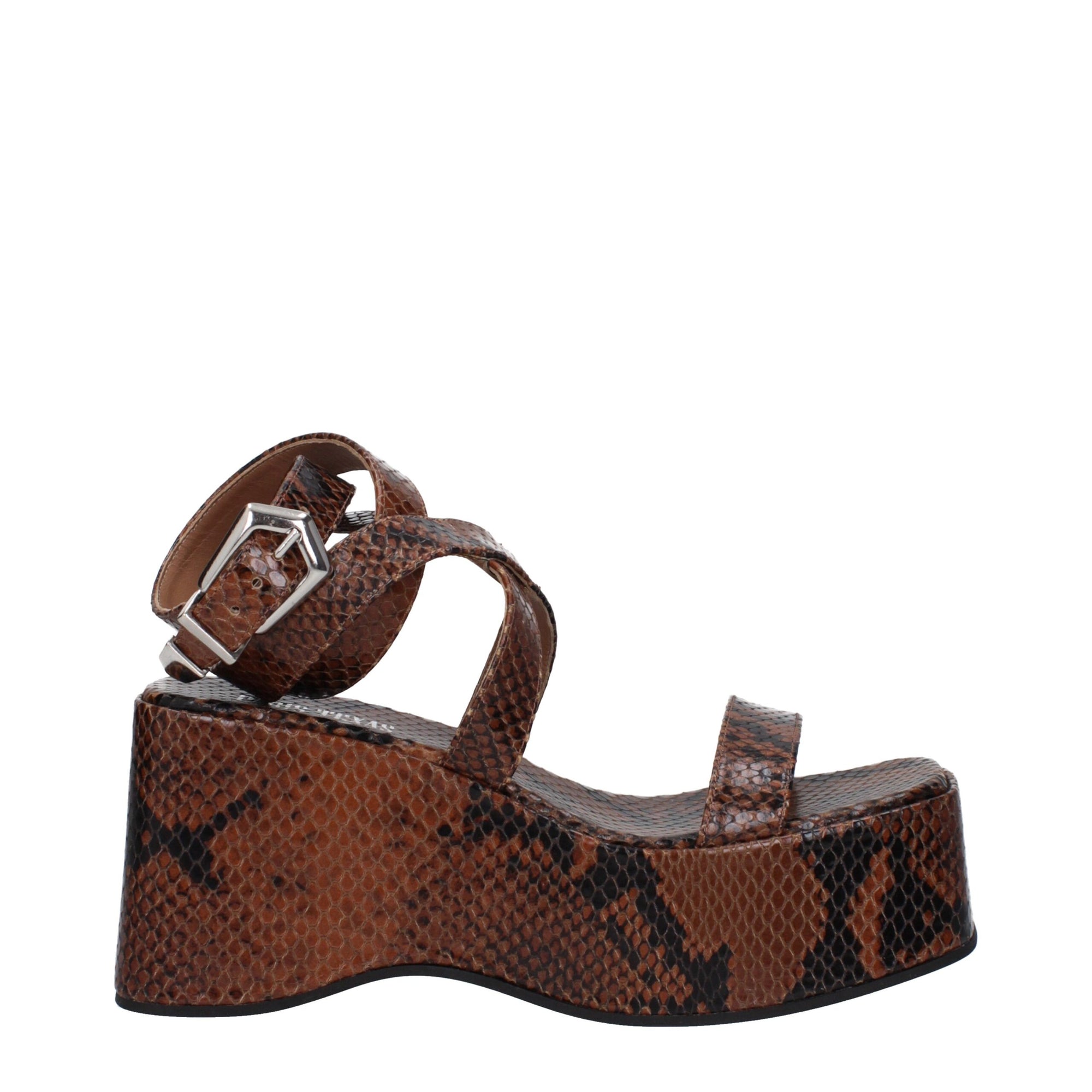 Paris Texas Brown Leather Wedges Sandals