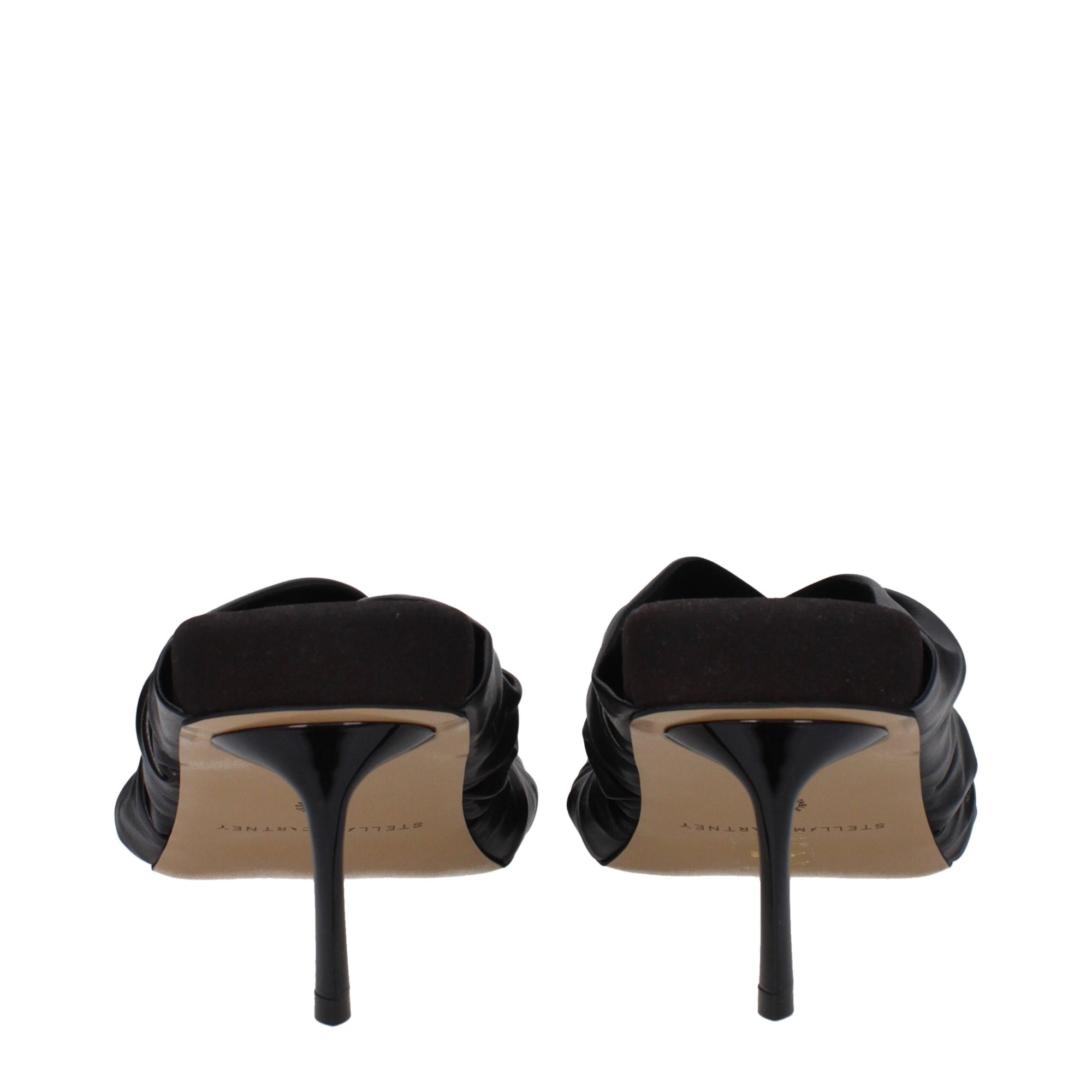 Stella McCartney Black Leather Stiletto Heels Sandals