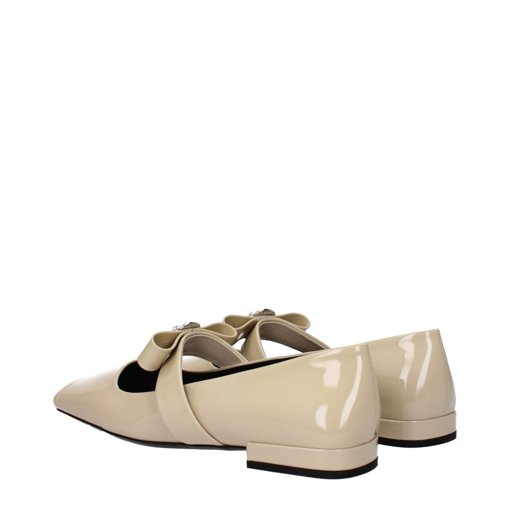 Versace Beige Leather Ballet Flats