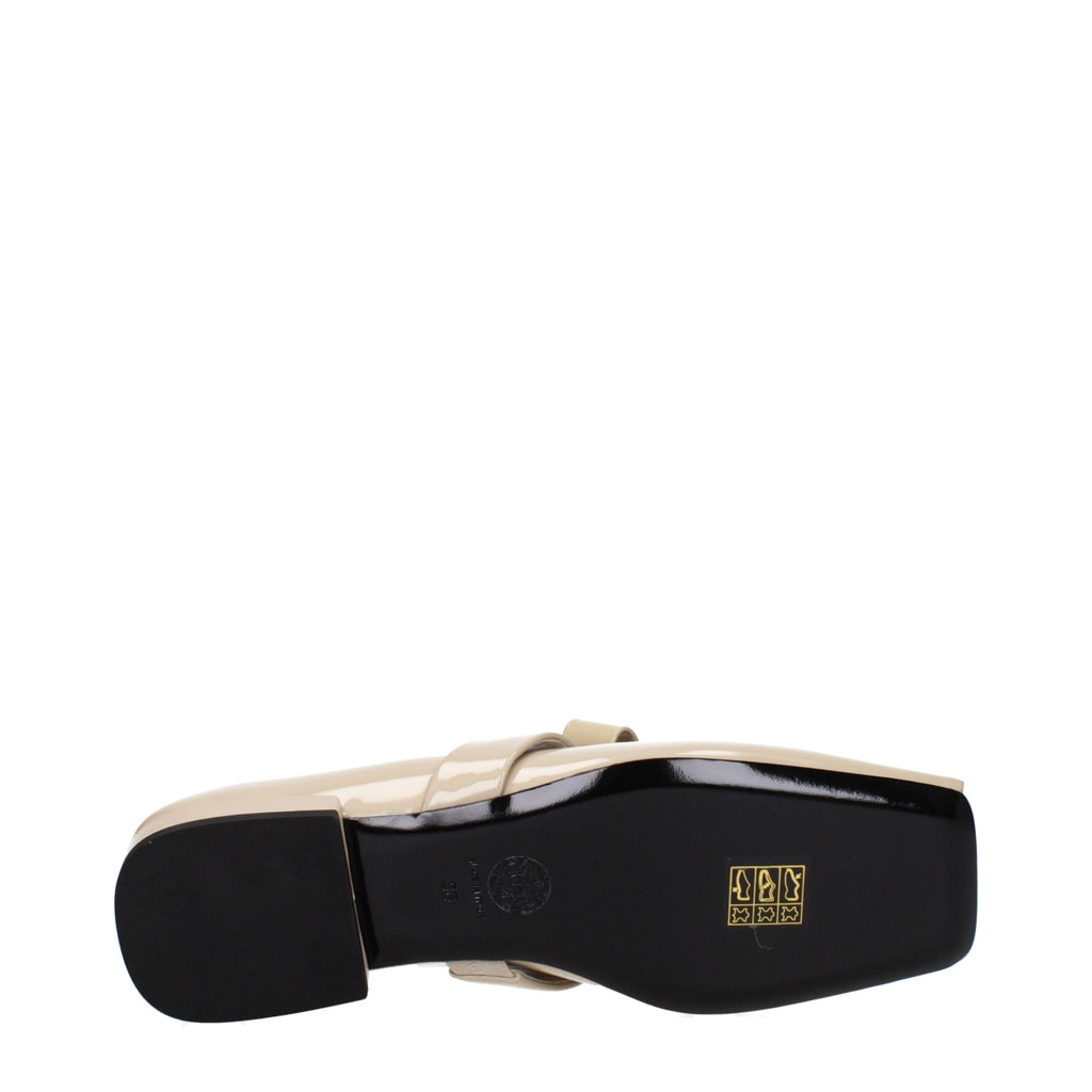 Versace Beige Leather Ballet Flats