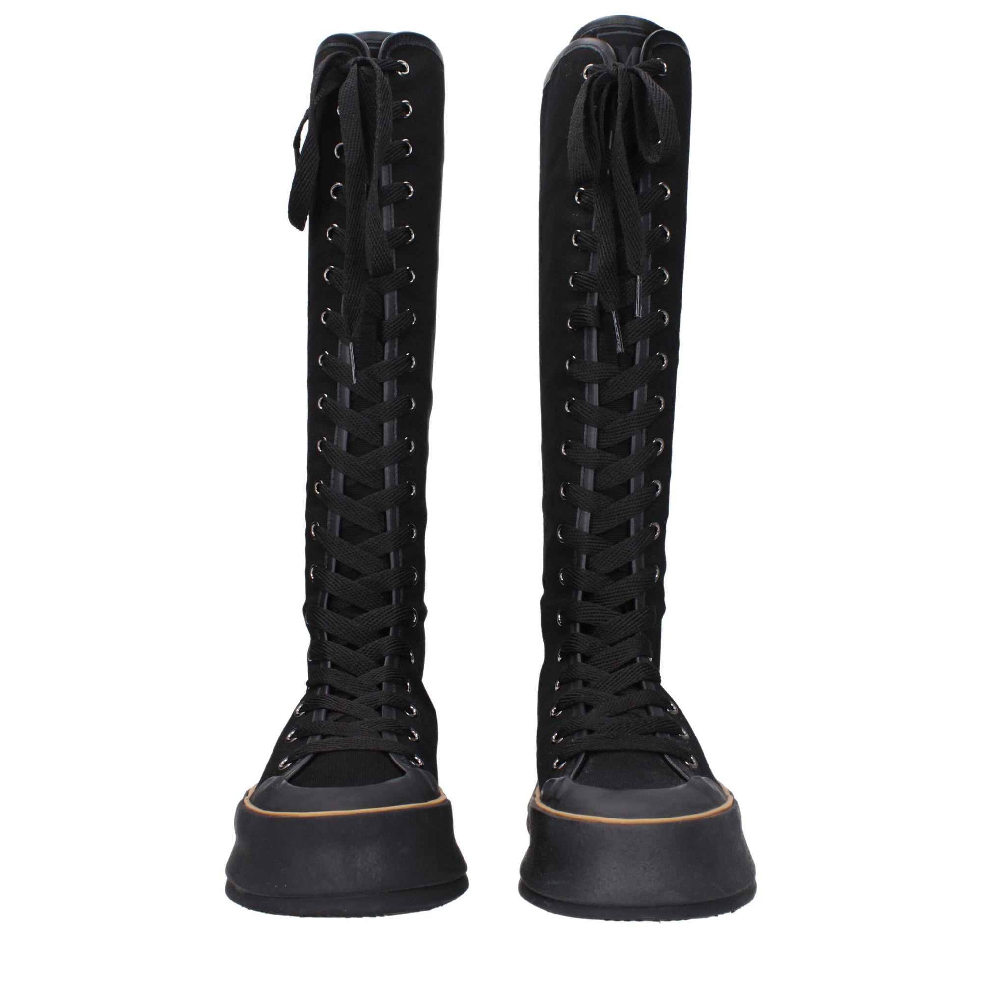 Max Mara Black Fabric Lace-Up Boots