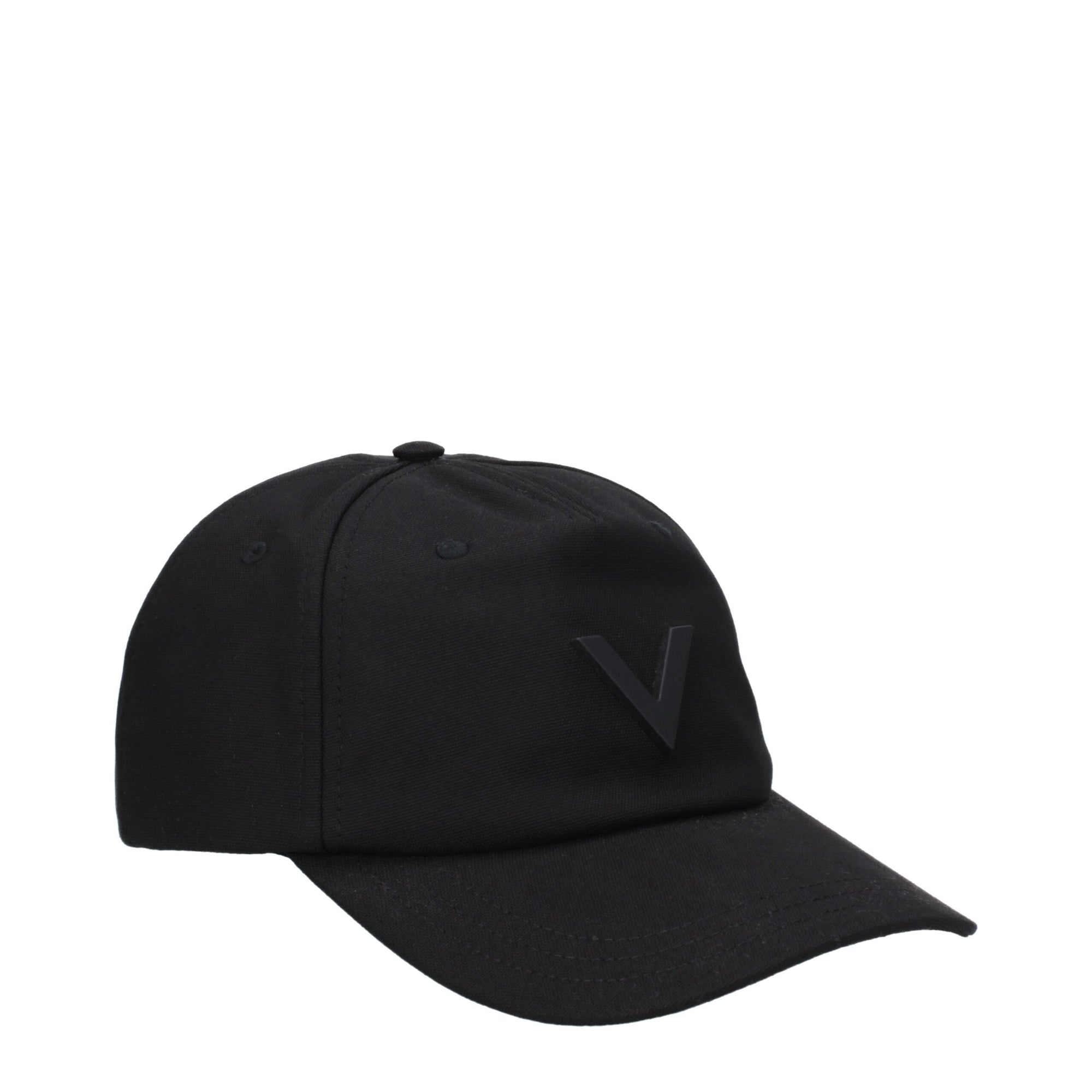 Valentino Garavani Black Cotton Caps (Baseball Hat)