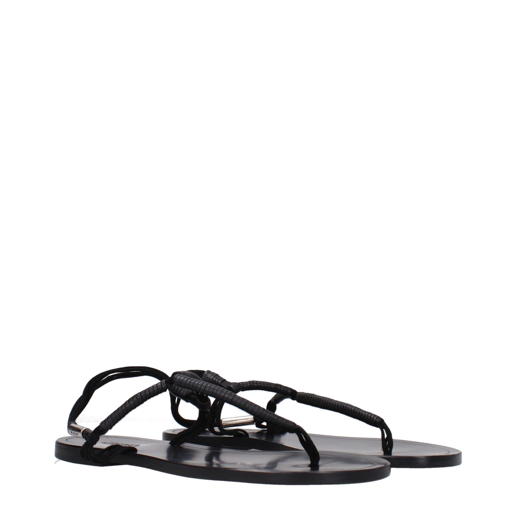 Isabel Marant Black Leather Flip-Flop Sandals