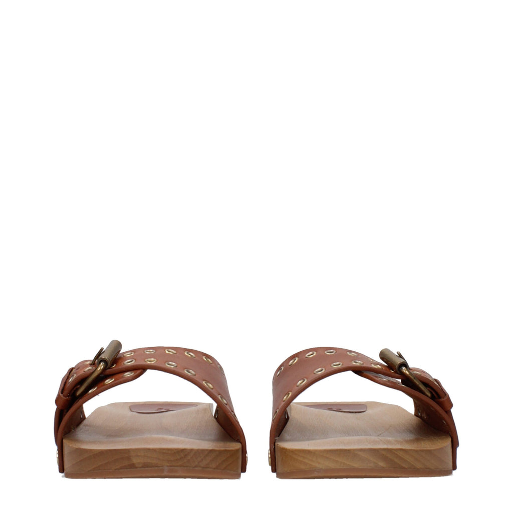 Isabel Marant Brown Leather Slippers Sandals