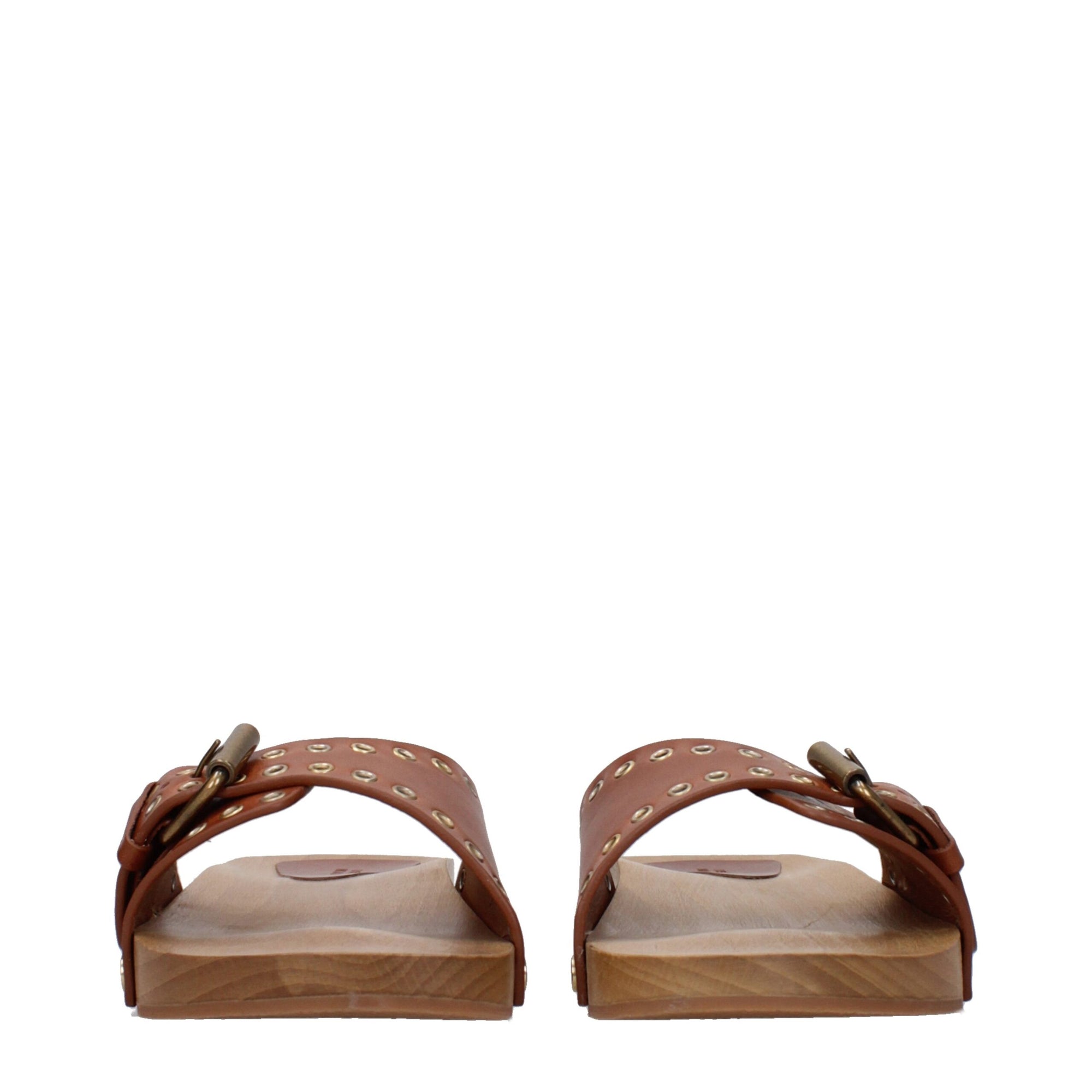 Isabel Marant Brown Leather Slippers Sandals