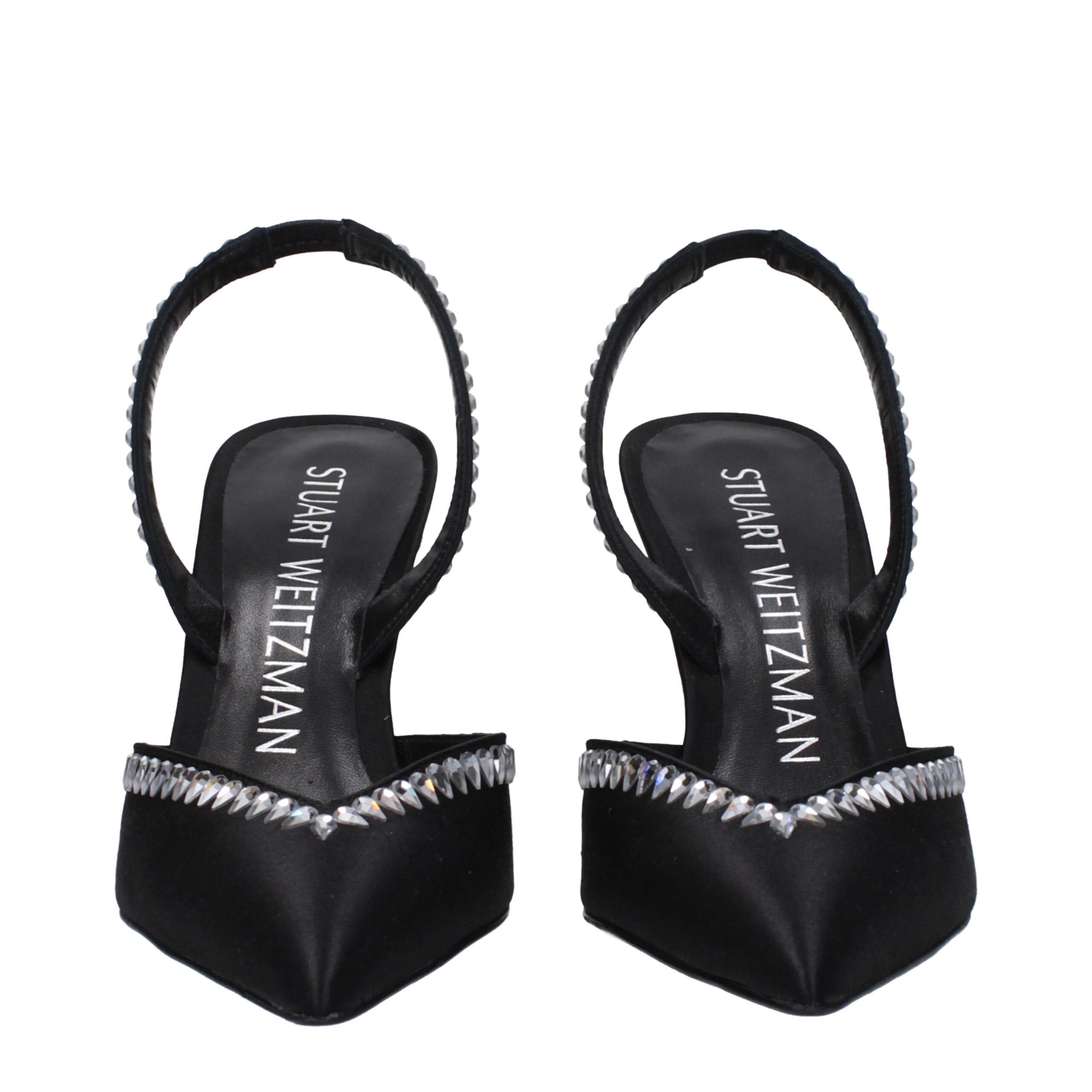 Stuart Weitzman Black Satin Stiletto Heels Sandals