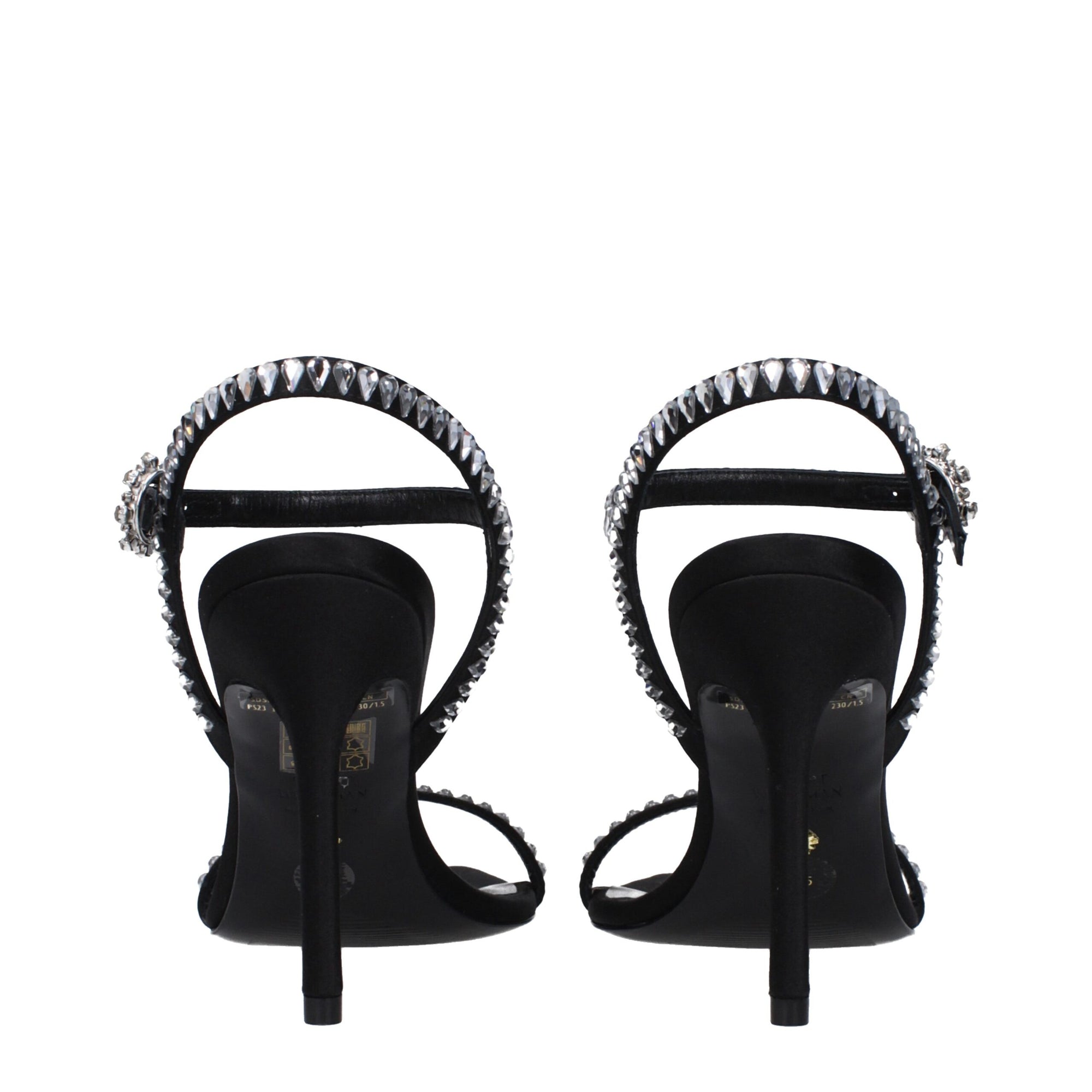 Stuart Weitzman Black Satin Stiletto Heels Sandals