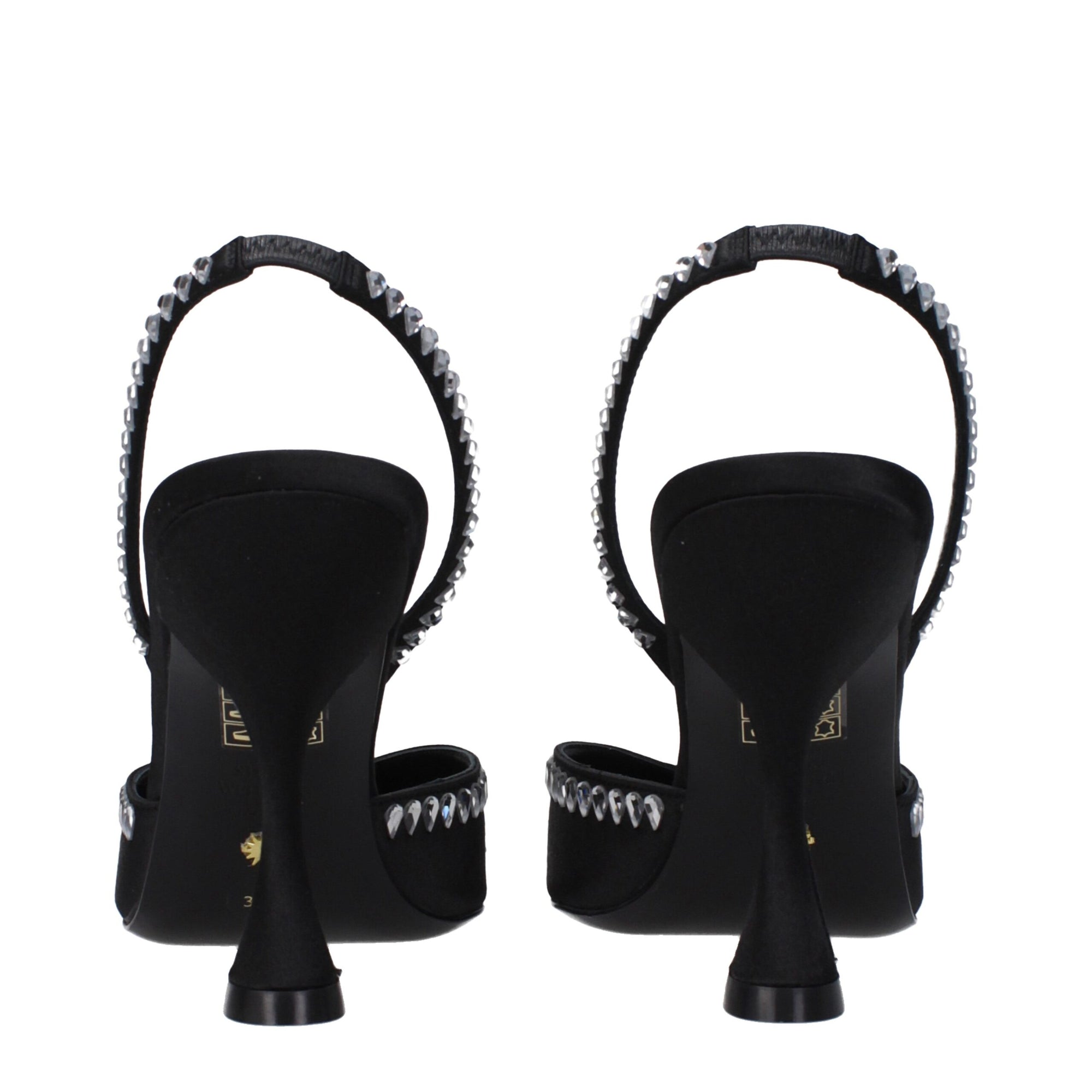 Stuart Weitzman Black Satin Stiletto Heels Sandals